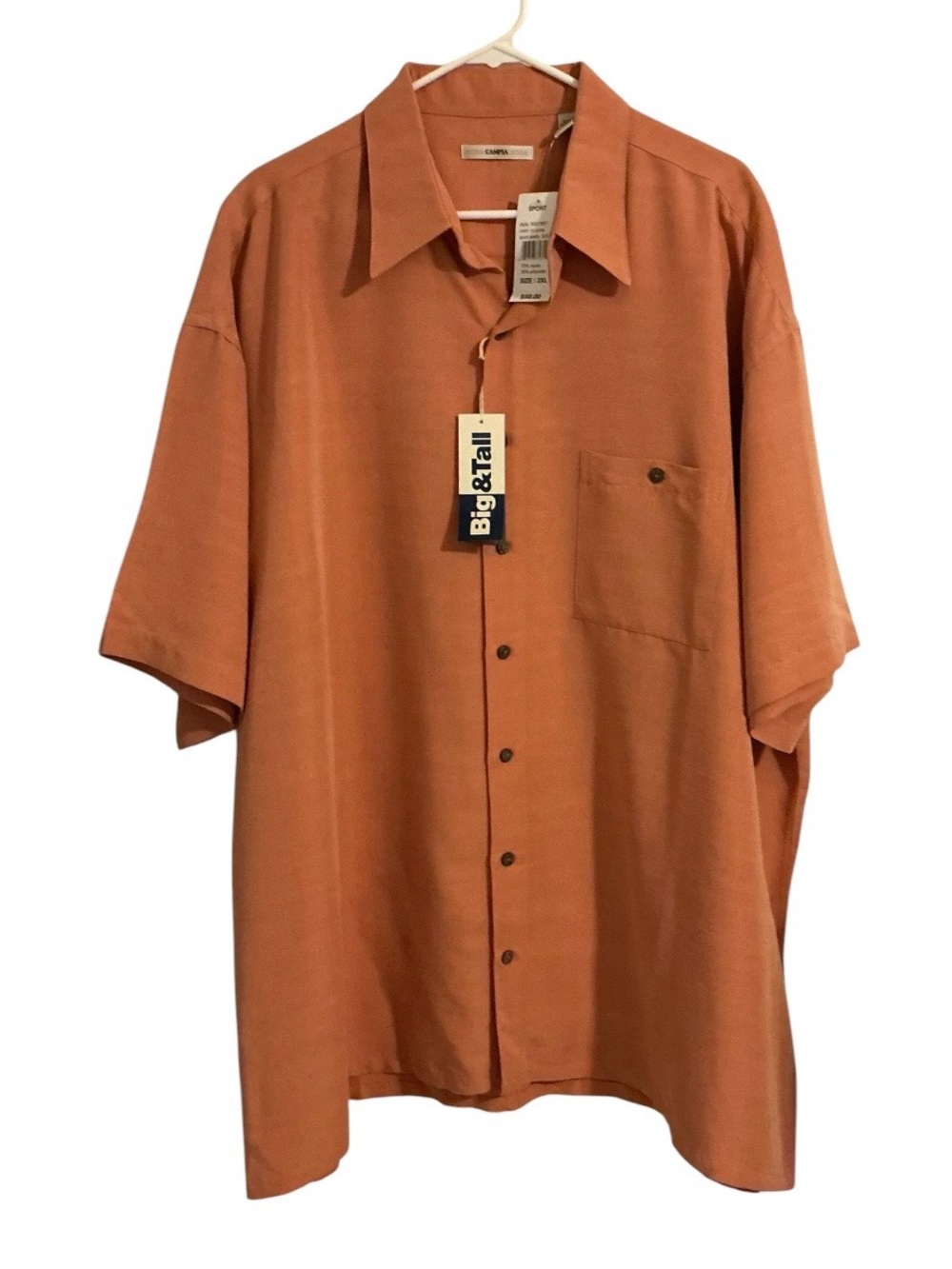 Campia Moda Men’s 2XL Big & Tall Coral Rayon Blend Button Shirt NWT Business Cas